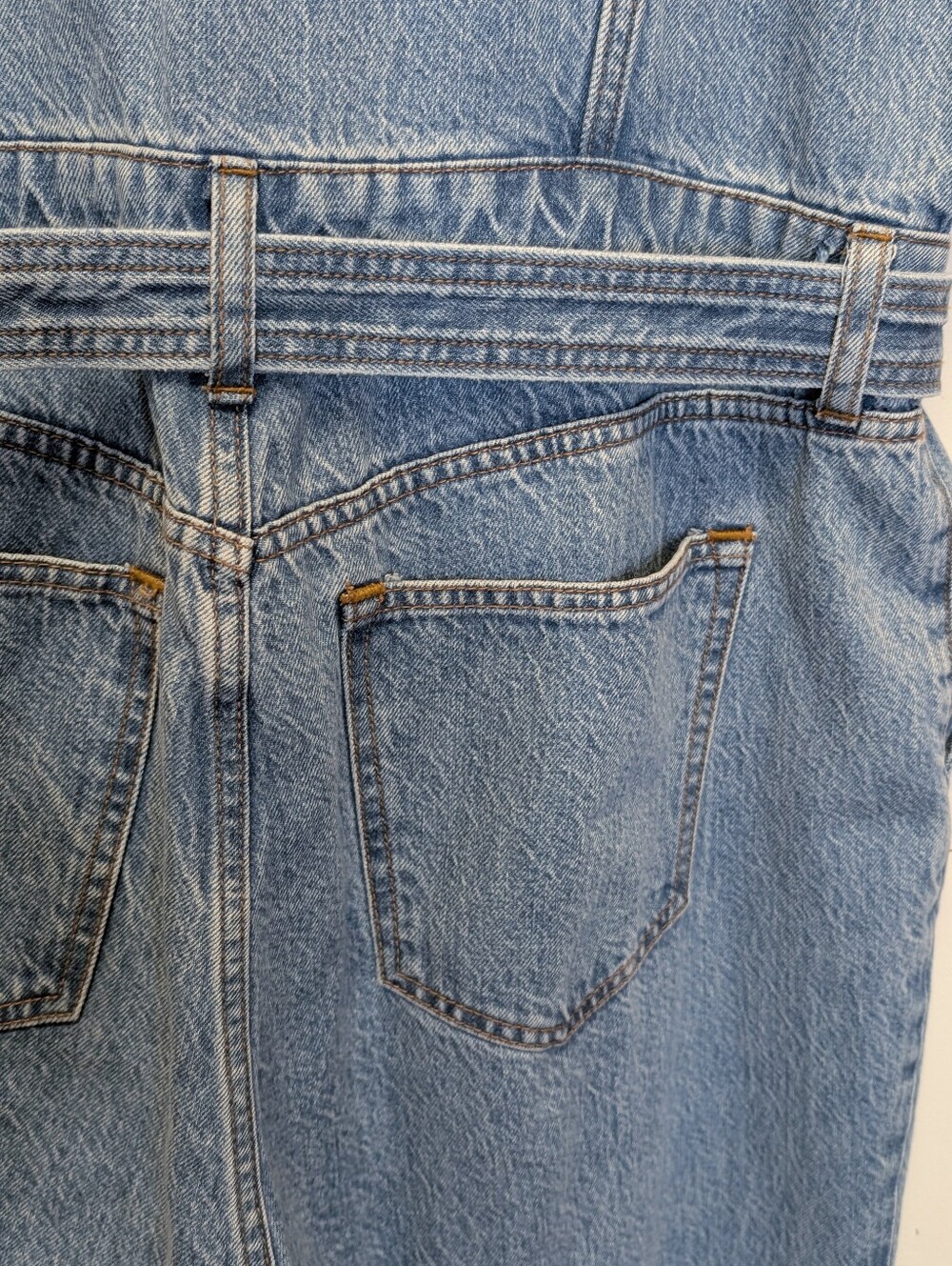 Abercrombie & Fitch '90S Relaxed Denim Utility Jumpsuit Belted Wide Leg L - Picture 15 of 16